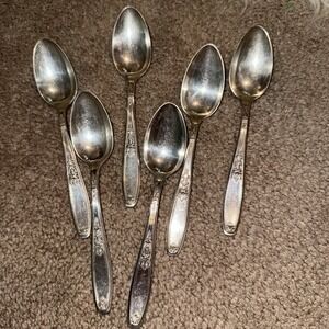 Vintage Ambassador Teaspoons 1847 Rogers Silverplate Vintage Flatware 6
